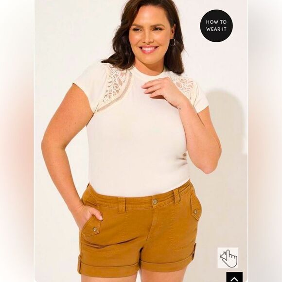 Torrid Studio Crepe Jersey Mock Neck
Lace Inset Top - Picture 1 of 4